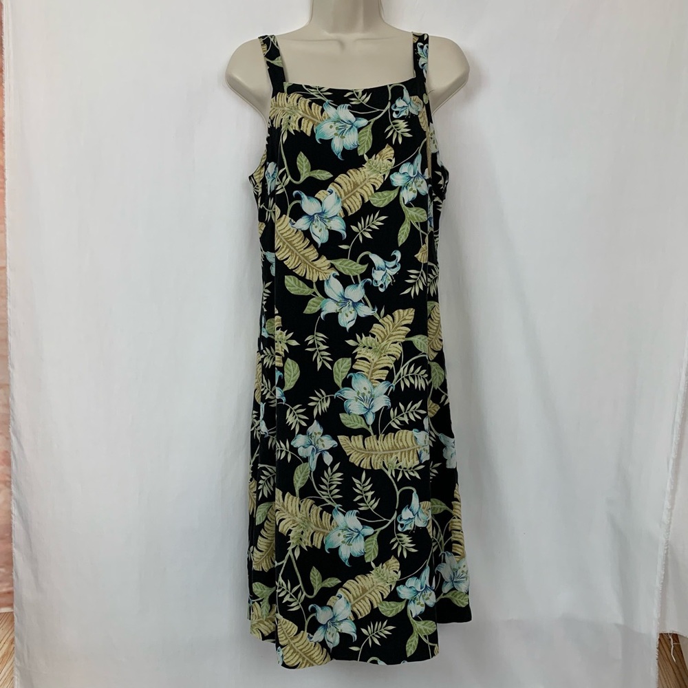 Coldwater Creek Silk Sleeveless Floral Dress Size 12 Side Zip Knee Length